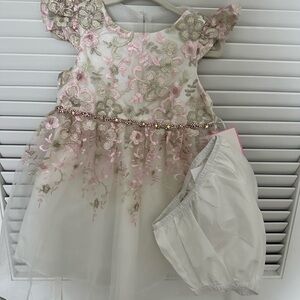 Rare Editions Pink and Gold Floral Dress